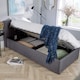 image 4 of Ottoman Side Lift Storage Bed Single Hopsack Fabric Bed Frame Gas Lift Furniture