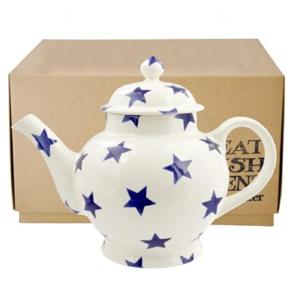 image 1 of Tea Pot: 1.6 Litre Emma Bridgewater Blue Star 4 Mug Teapot Boxed, Ceramic