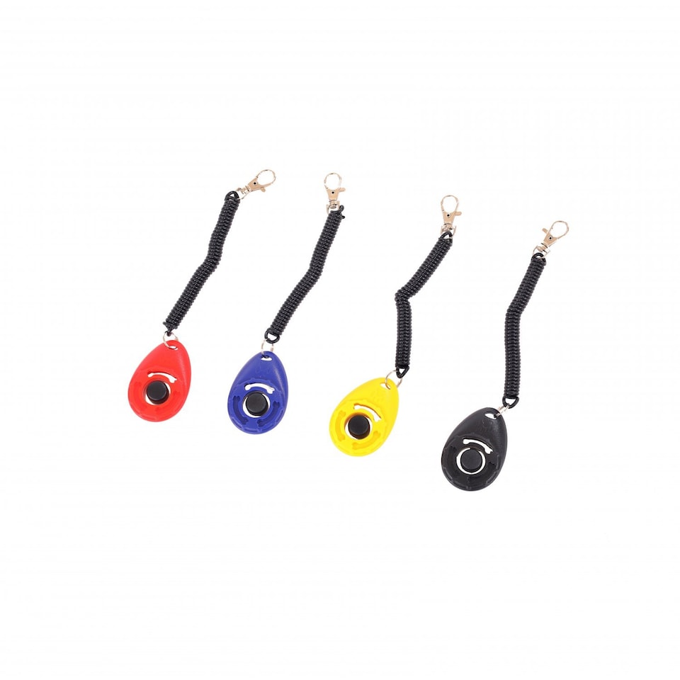 image 1 of Multicoloured Pack of 4 Pet Dog Puppy Cat Training Clicker with Wrist Strap