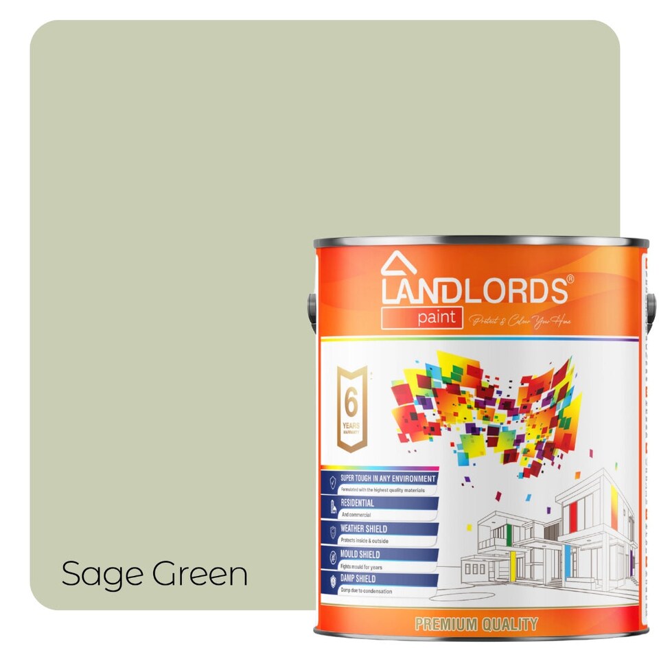 image 1 of Landlords Paint - Kitchen & Bathroom Paint - Mould Resistant, Washable & Durable - Sage Green - 10L