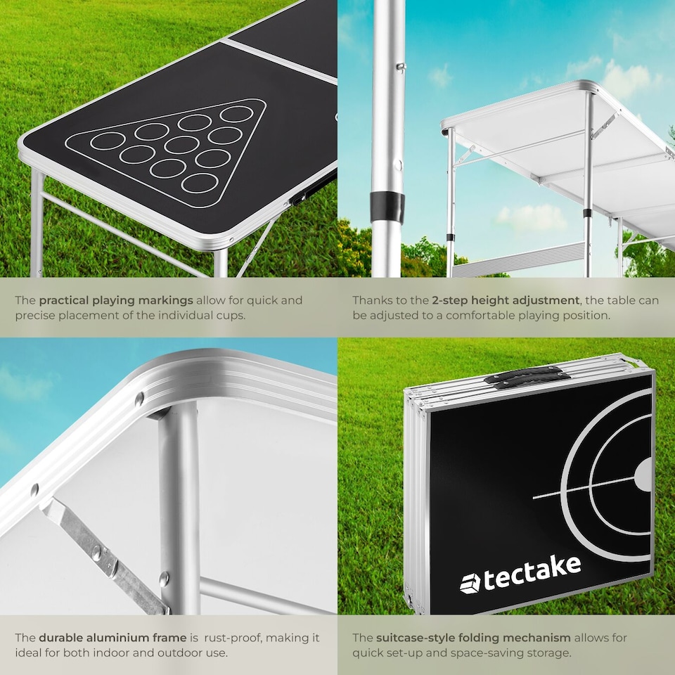 image 1 of Beer Pong Table - foldable, height-adjustable, 100 cups, 6 balls