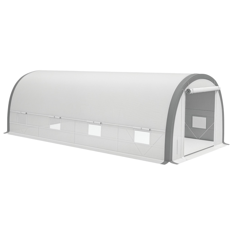 image 1 of Outsunny Walk-in Tunnel Greenhouse, Upgraded Structure, Mesh Door & Windows