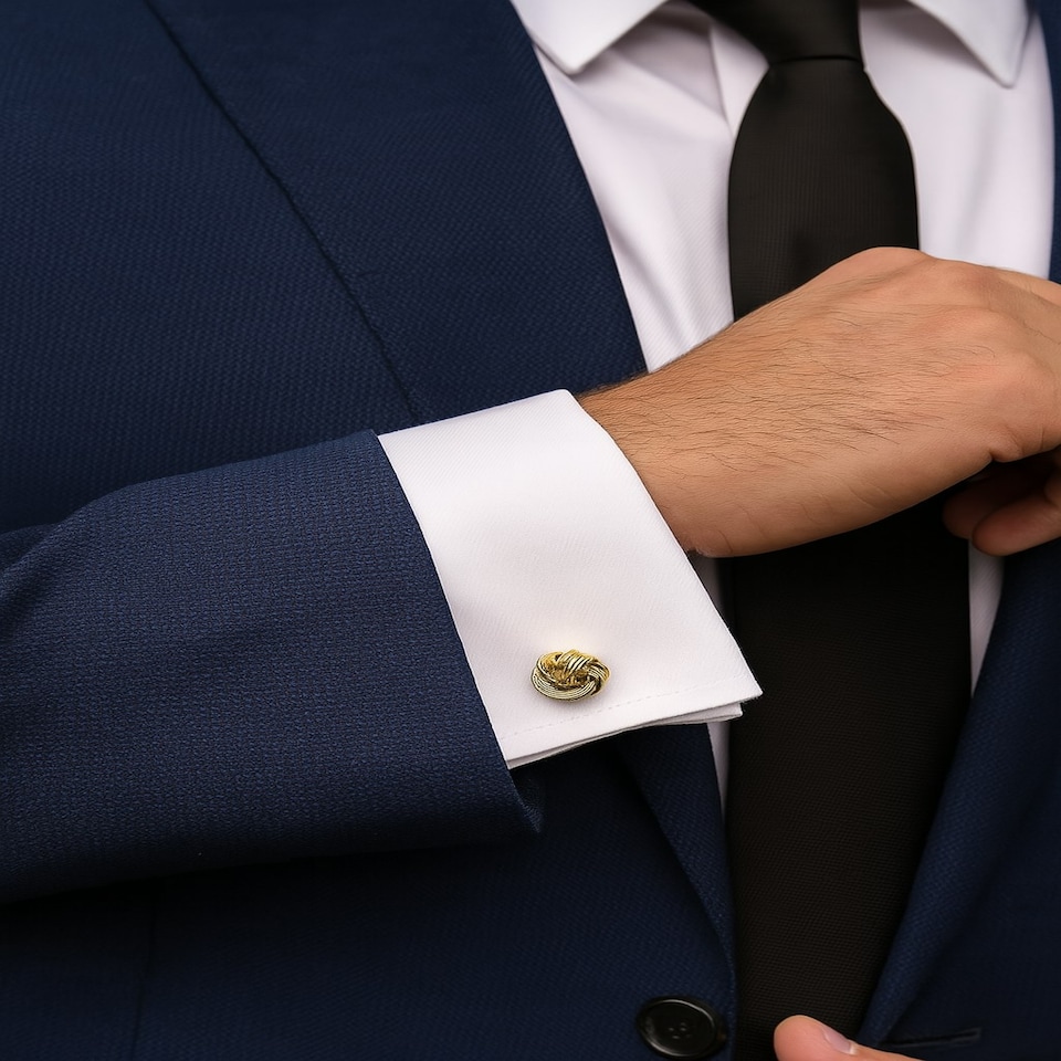 image 1 of Gilt Knot Cufflinks - Onyx Art CK205