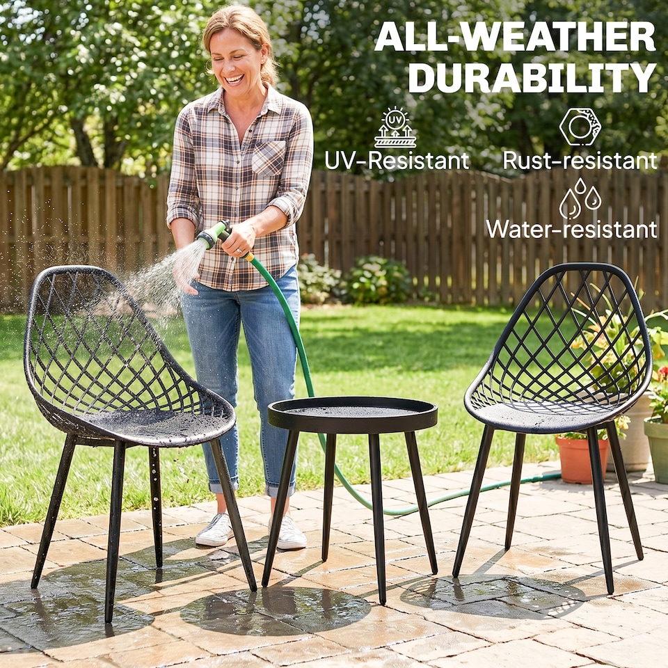 image 1 of Outsunny 3-Piece Outdoor Bistro Set Patio Furniture for Garden, Balcony