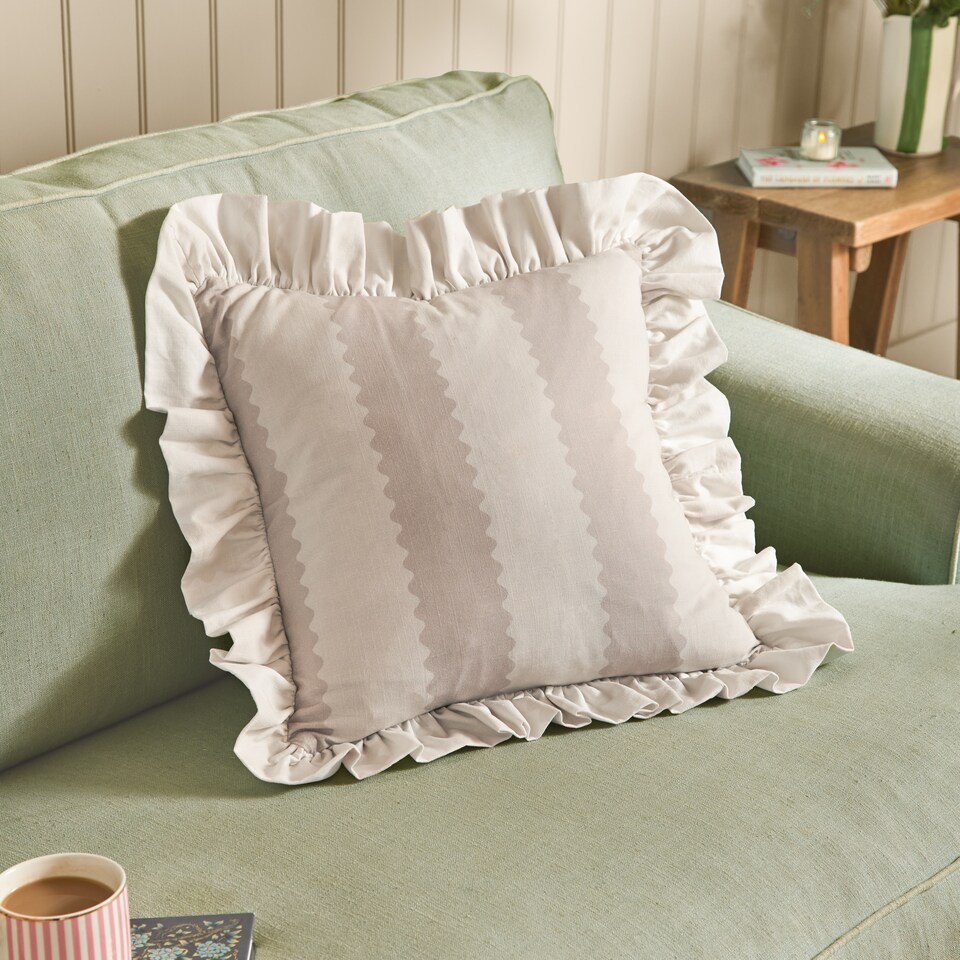 image 1 of Wylder Birdie Stripe Ruffle Cushion