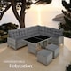 image 8 of 8 Seater Garden Furniture Set Barletta with Cushions, Footstools and Table | Grey | mottled grey/grey | 1