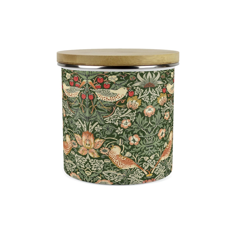 image 1 of Green Strawberry Thief Large Peppermint Tea Canister
