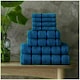 image 2 of VELVETIO 8 Piece Towel Bale Set Boston Shiny Stripe Pattern - 100% Cotton, 450 GSM Blue | Royal Blue