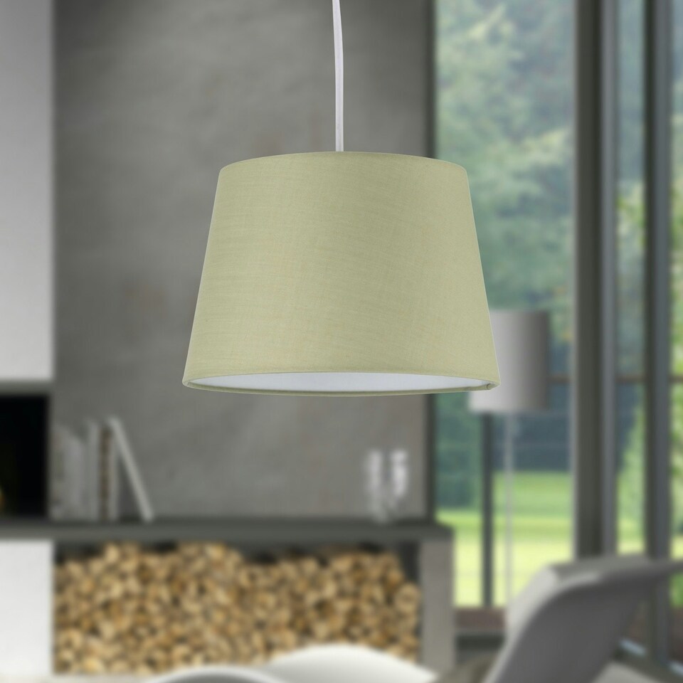image 1 of Sage Green Cotton 23cm Tapered Cylinder Pendant or Lamp Shade Green