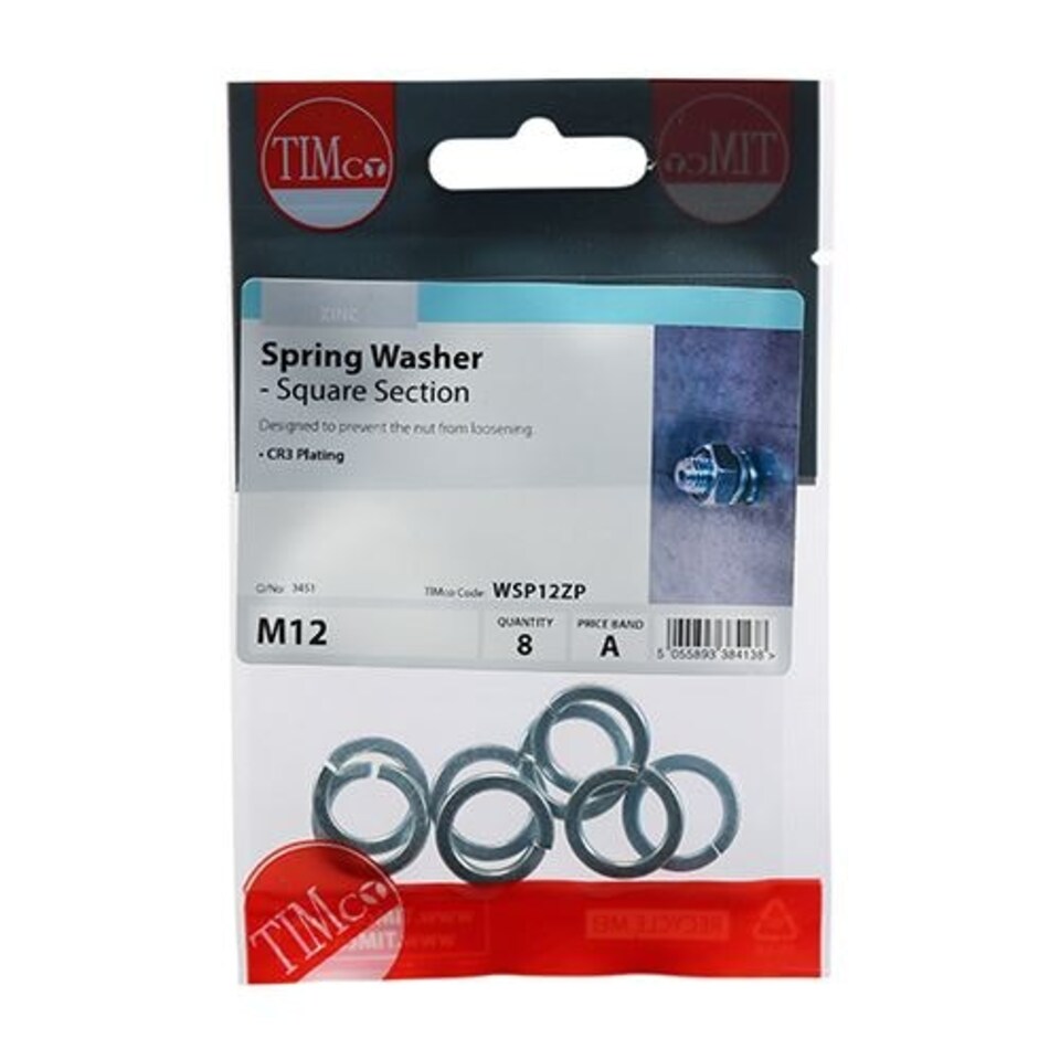 image 1 of Timco - Spring Washers - Zinc (Size M12 - 8 Pieces)