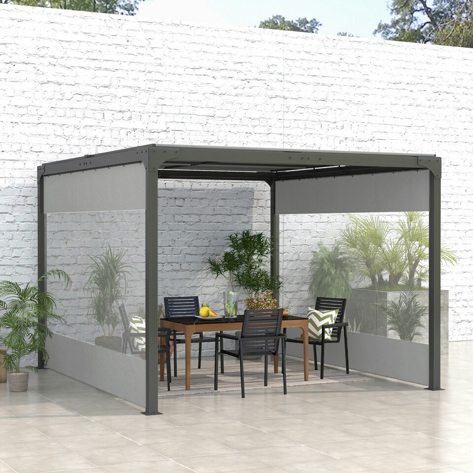 image 1 of Outsunny 3x2m Side Panels with Large Window, for 3(m) Long Pergola, Green