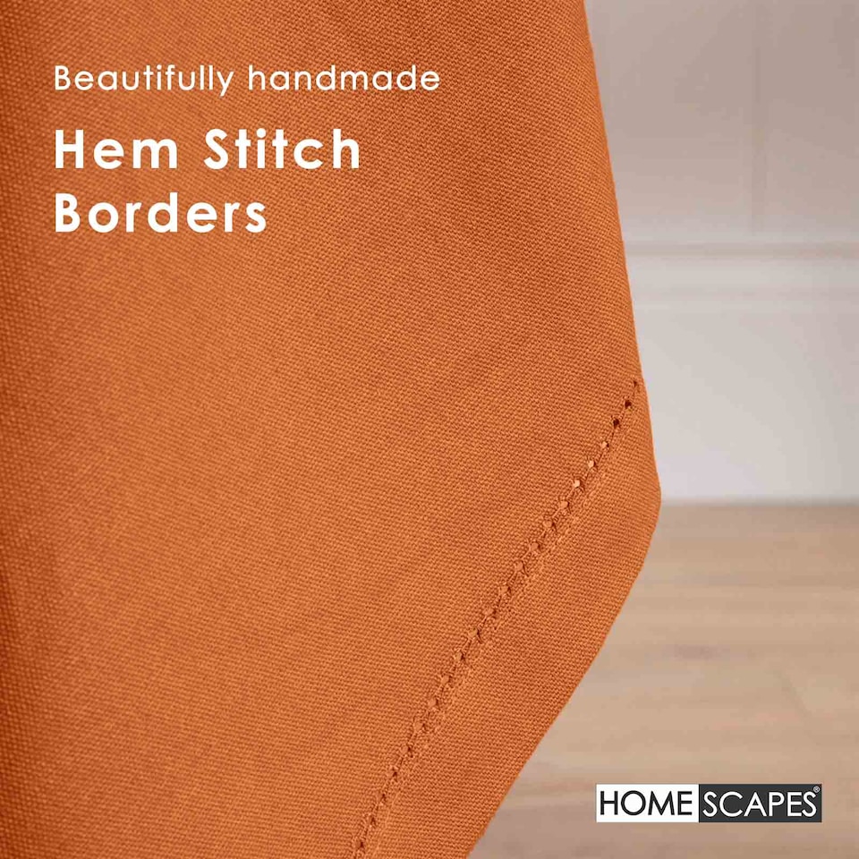 image 1 of Homescapes Burnt Orange Cotton Tablecloth - 137 x 178 cm | Orange | 137cm x 178cm (54" x 70")