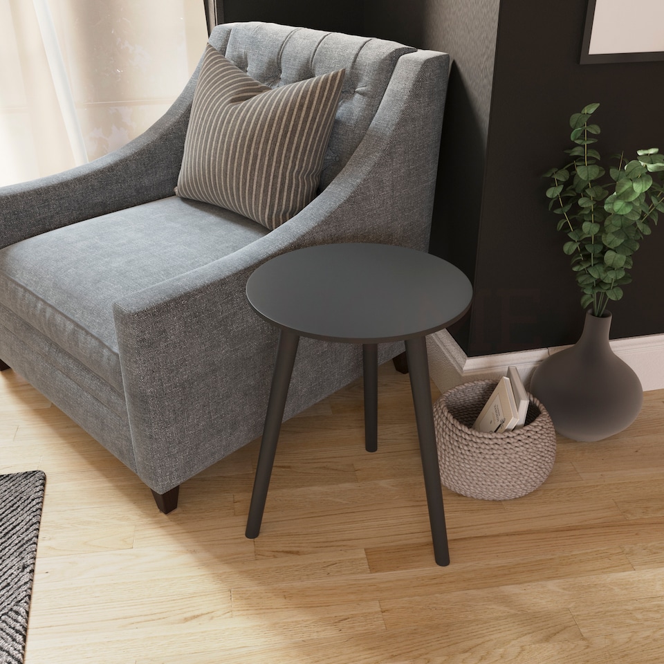 image 1 of Vida Designs Round Side Table Sofa Bedside Coffee Table, Black