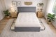 image 1 of Divan Bed Set Headboard and Footboard with Mattress 3ft Single Grey Suede Storage 2 Drawers Right Side Laying in Bed