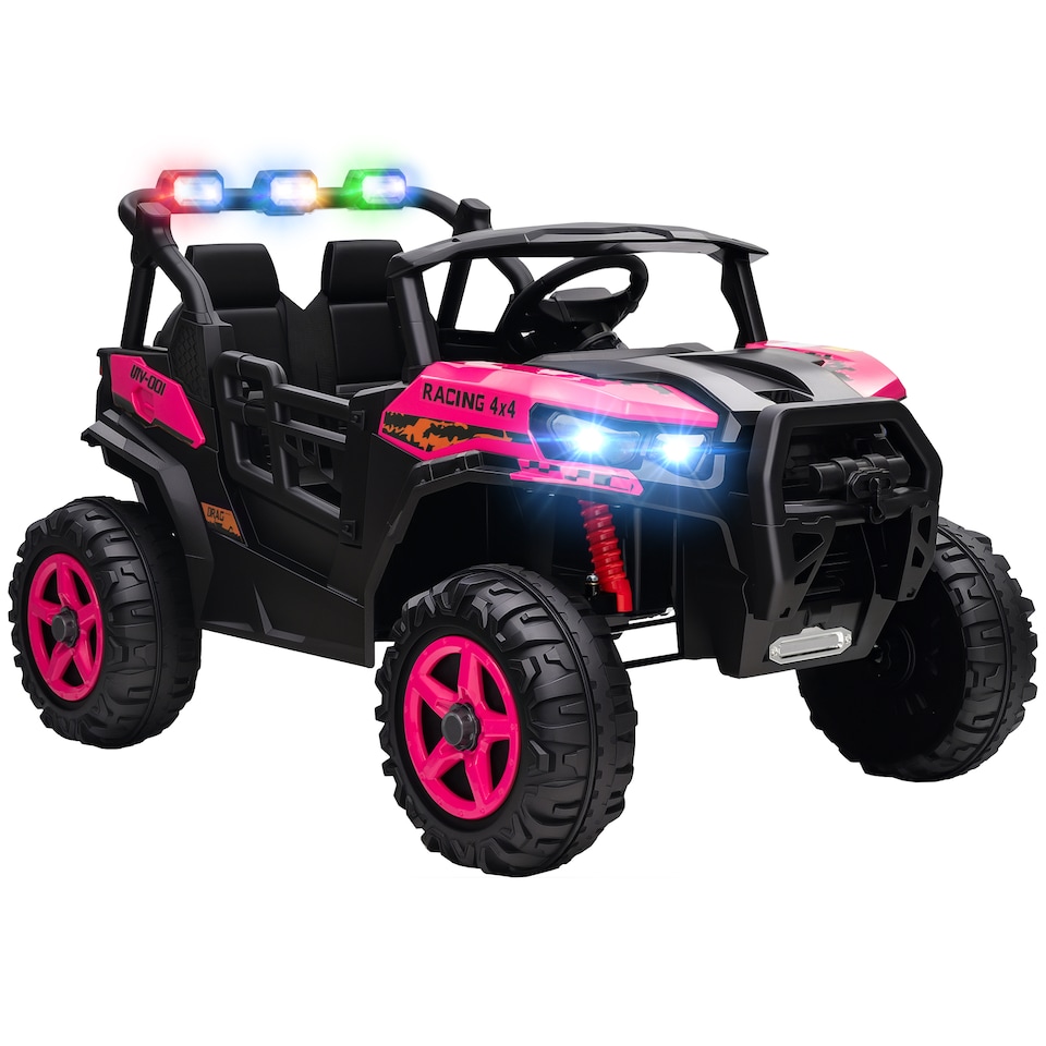 image 1 of AIYAPLAY 24V Electric Ride on Car, 2-Seater Electric Car for Kids with Remote Control, Light, Bluetooth, Soft Start, Suspension Spring, 2 Motors Children Ride on Toy UTV Truck | Pink