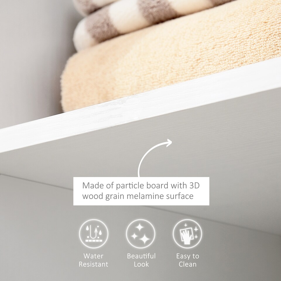 image 1 of HOMCOM Rolling Open Wardrobe Hanging Rail Storage Shelves for Clothes, White