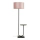 image 3 of ValueLights Tavel Matte Black Floor Lamp with Large Pink Drum Shade