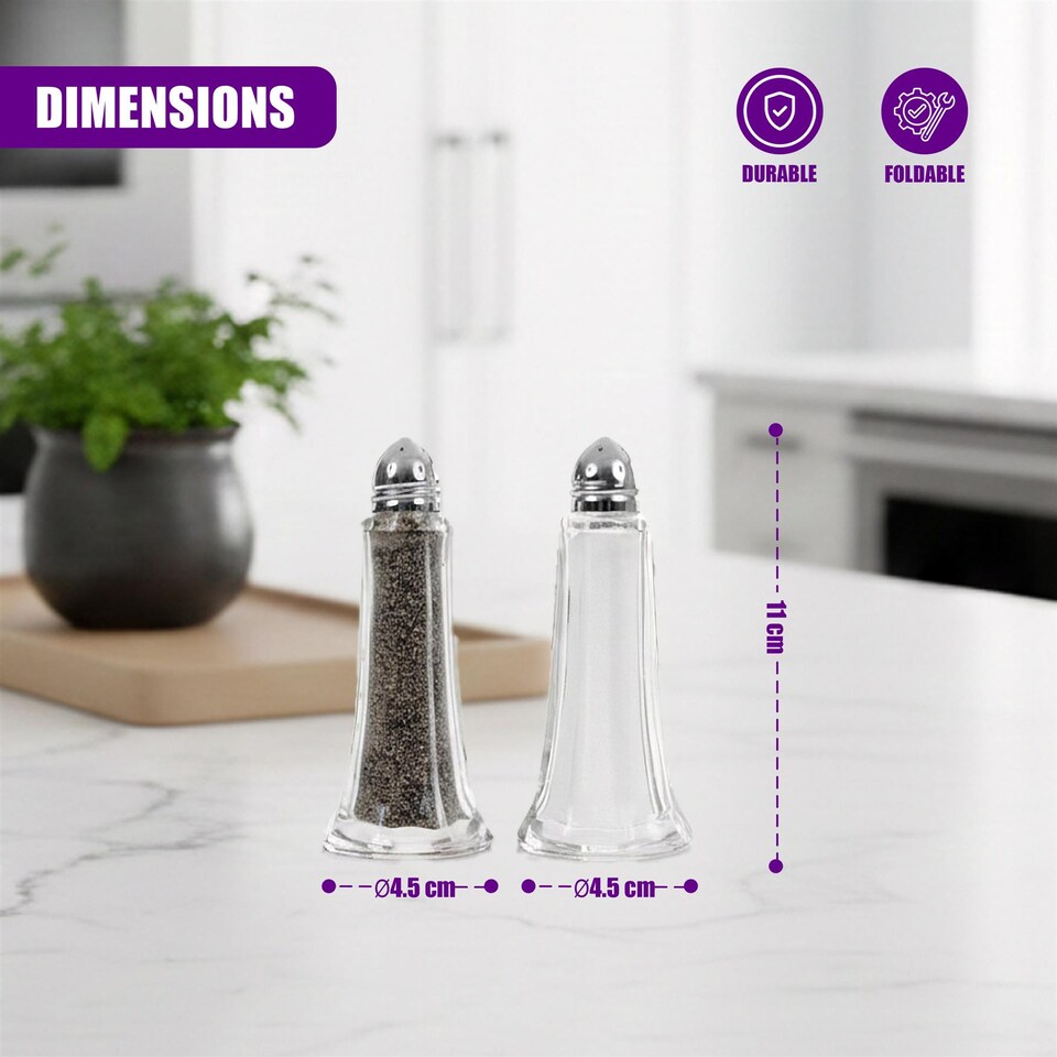 image 1 of GEEZY Salt And Pepper Shakers Set Clear Glass 6 Pieces