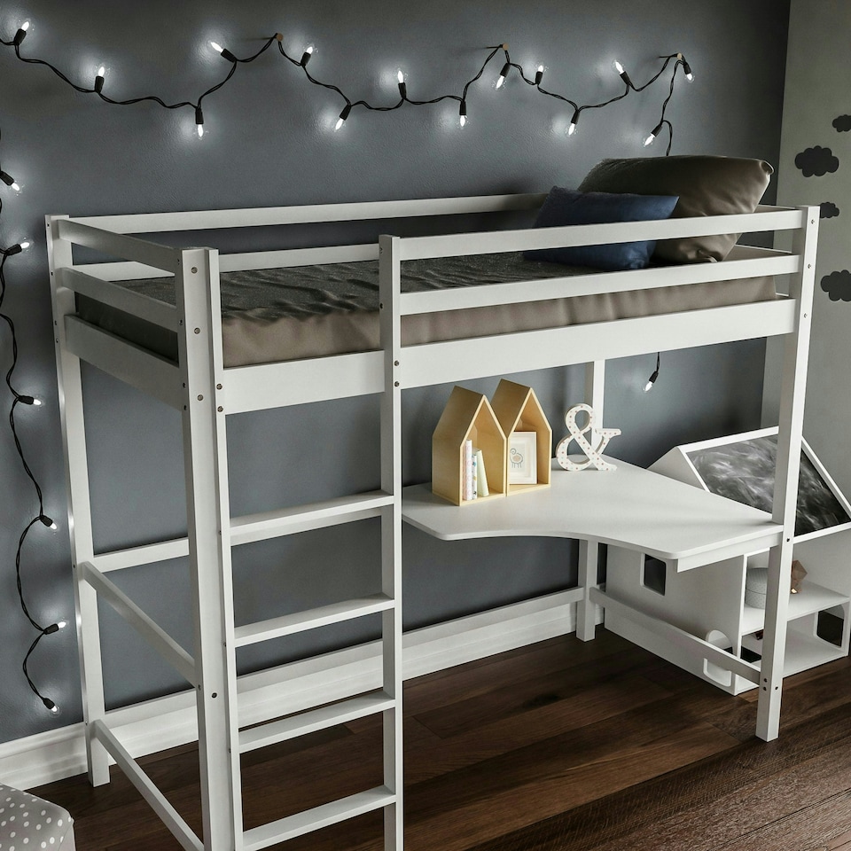 image 1 of Vida Designs Sydney Bunk Bed With Desk, 3ft Single Bed, White, 90 x 190cm
