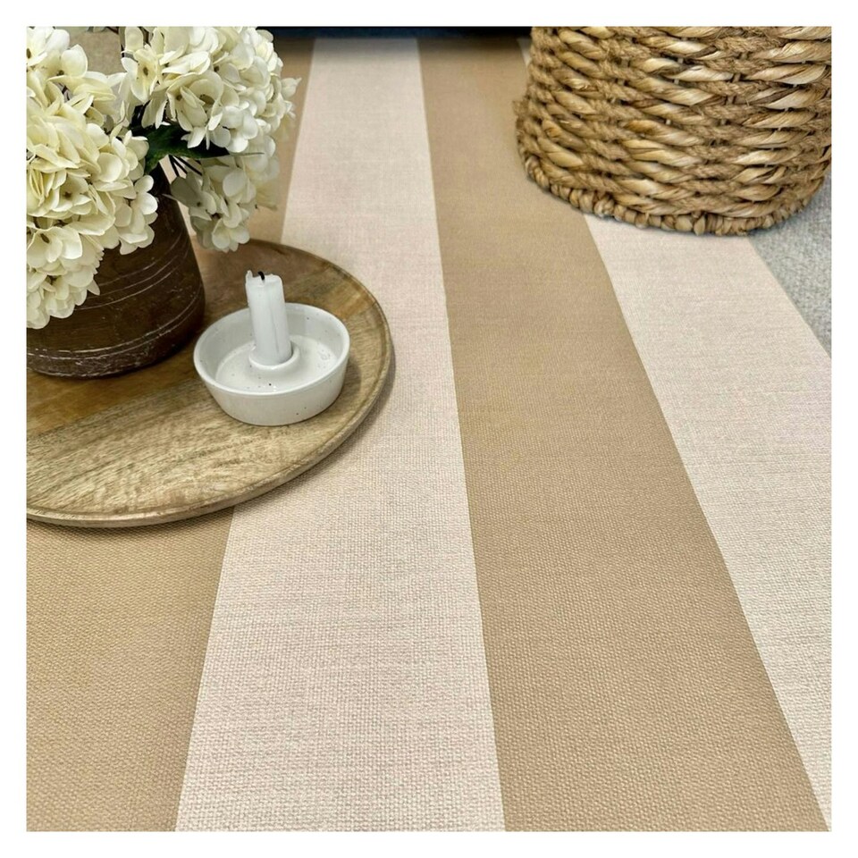 image 1 of Belgravia Carmella Stripe Textured Wallpaper - Sand/Cream - 10m x 53cm Brown