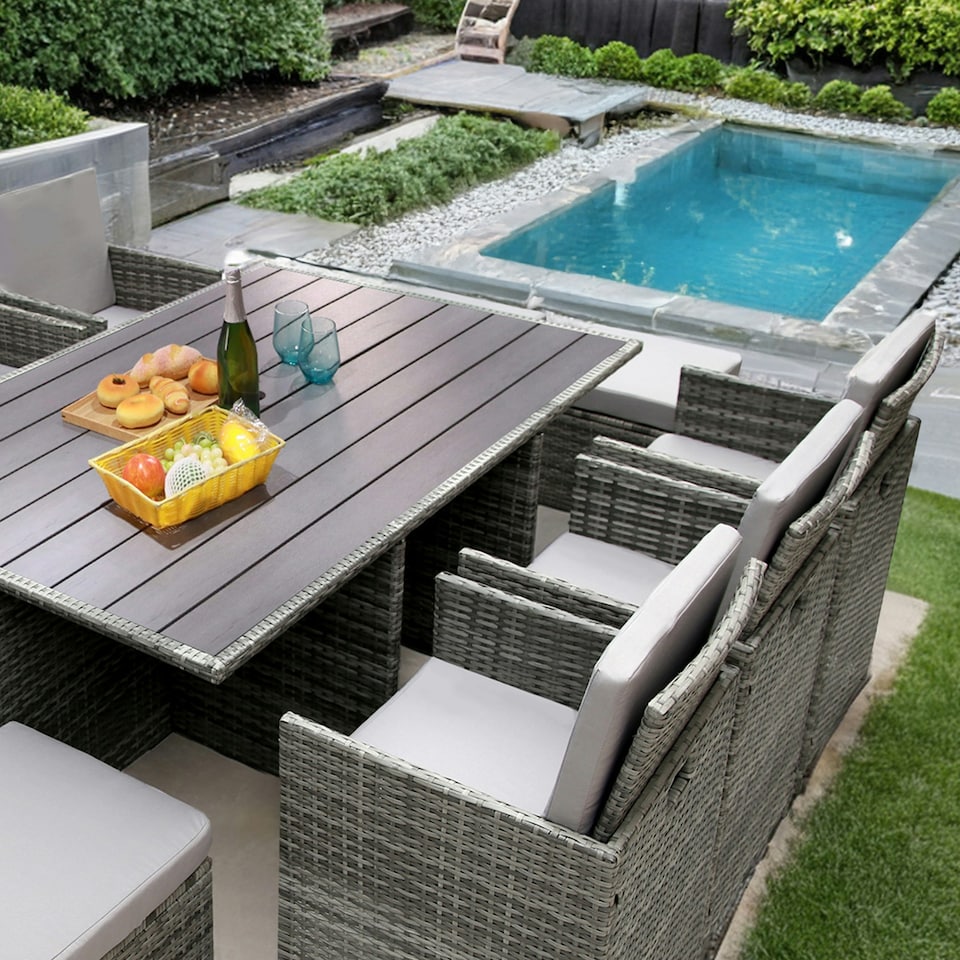 image 1 of HESTIA Rattan Dining Set 10 Seater Cube for Garden Patio