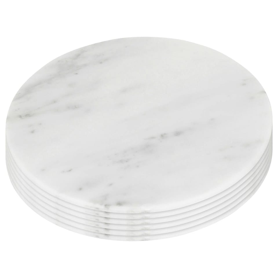 image 1 of Argon Tableware Round Marble Placemats - 30cm - White - Pack of 6 White