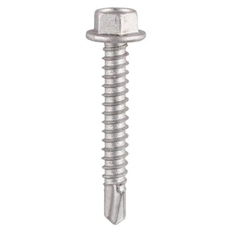 image 1 of Timco - Metal Construction Light Section Screws - Hex - Self-Drilling - Exterior - Silver Organic (Size 5.5 x 38 - 100 Pieces)