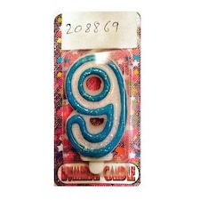 Deluxe Number 9th Birthday Candle - Blue - One Size