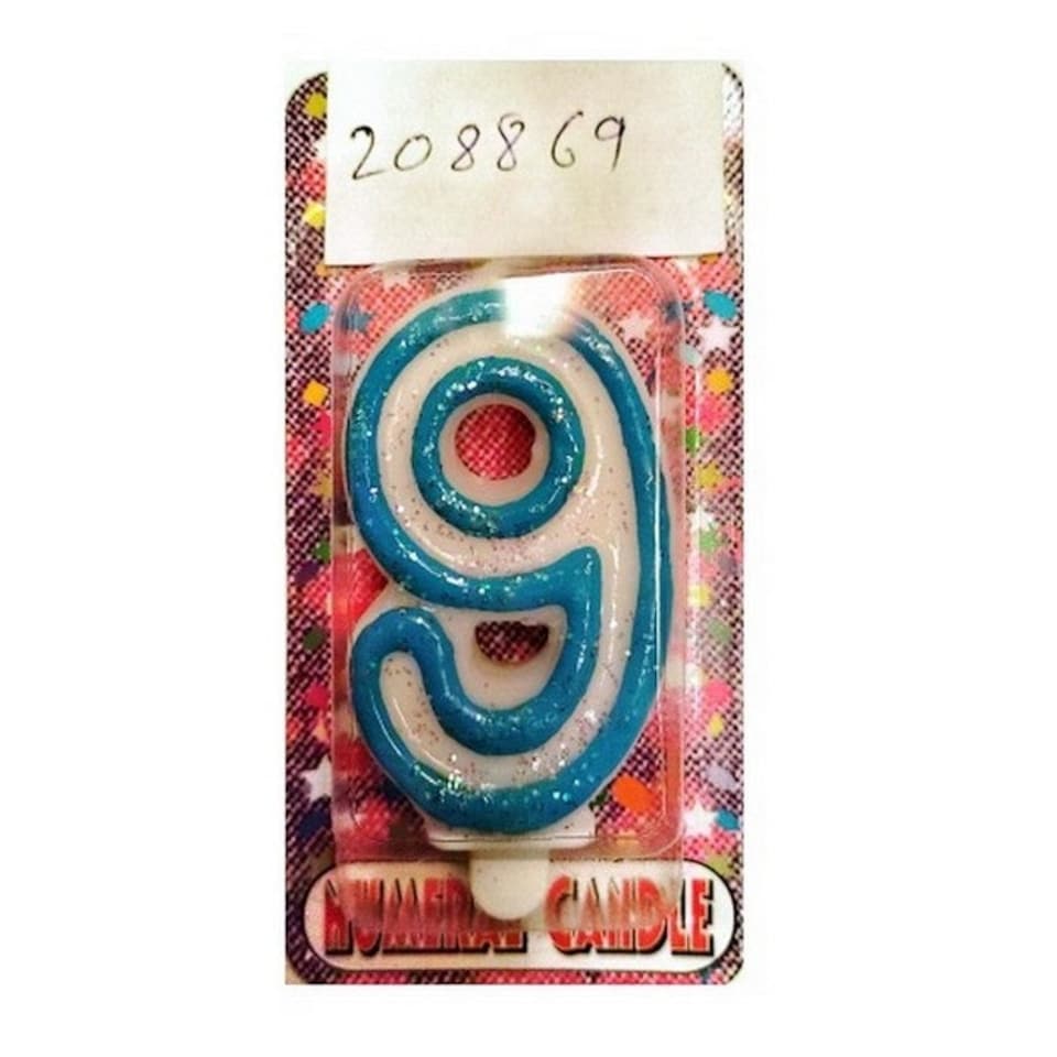 Deluxe Number 9th Birthday Candle - Blue - One Size