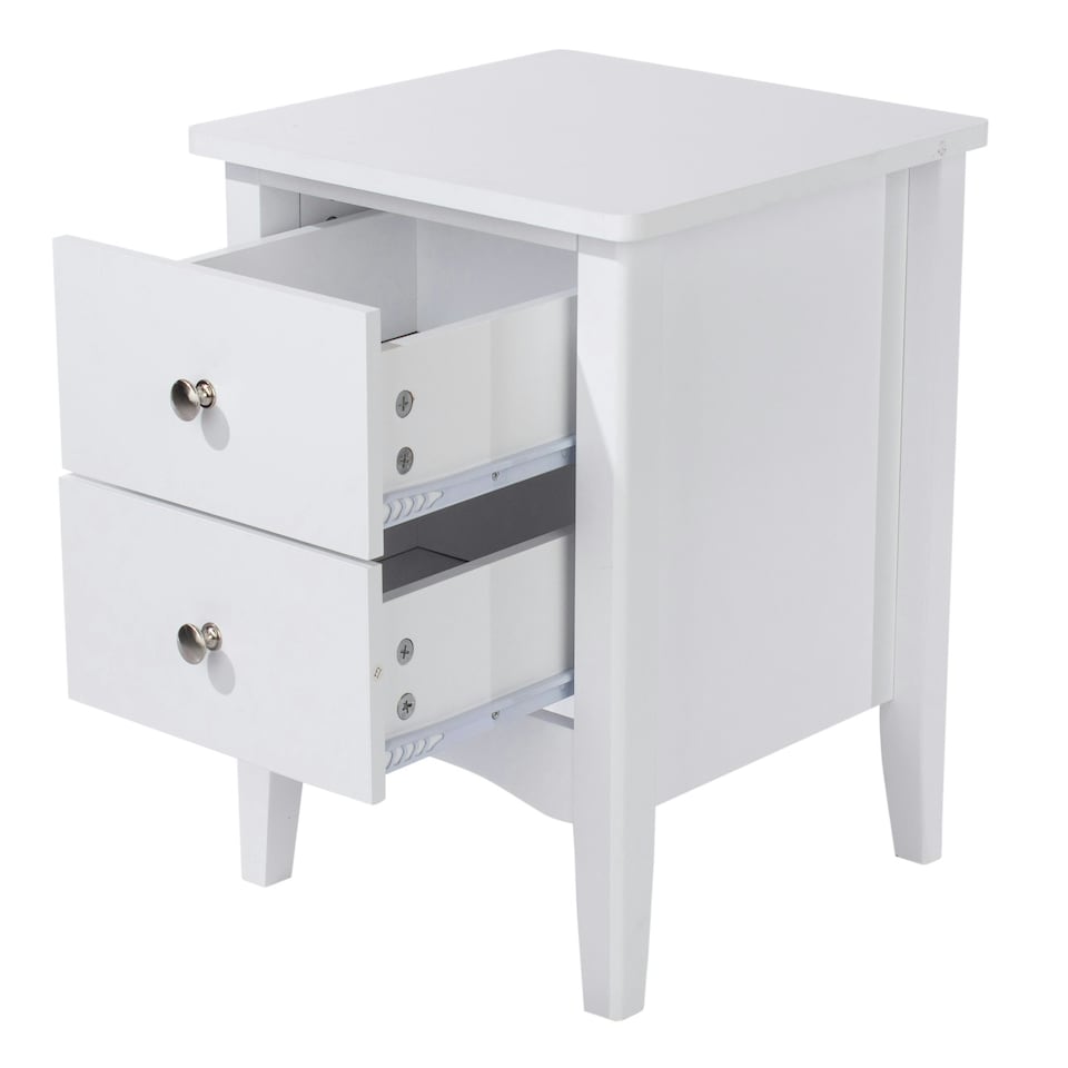 image 1 of Como White, 2 Petite Drawer Bedside Cabinet White
