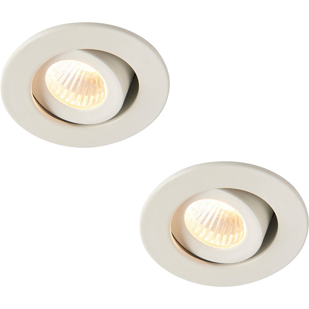 Loops 2 PACK Micro Adjustable Ceiling Downlight - 4W Warm White LED - Matt White