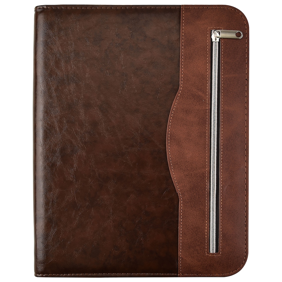image 1 of A4 Zipped Conference Folder – Executive Portfolio with Calculator, Writing Pad, Pen Holder & Document Storage – Professional Faux Leather Business Organiser for Office, Meetings & Interviews
