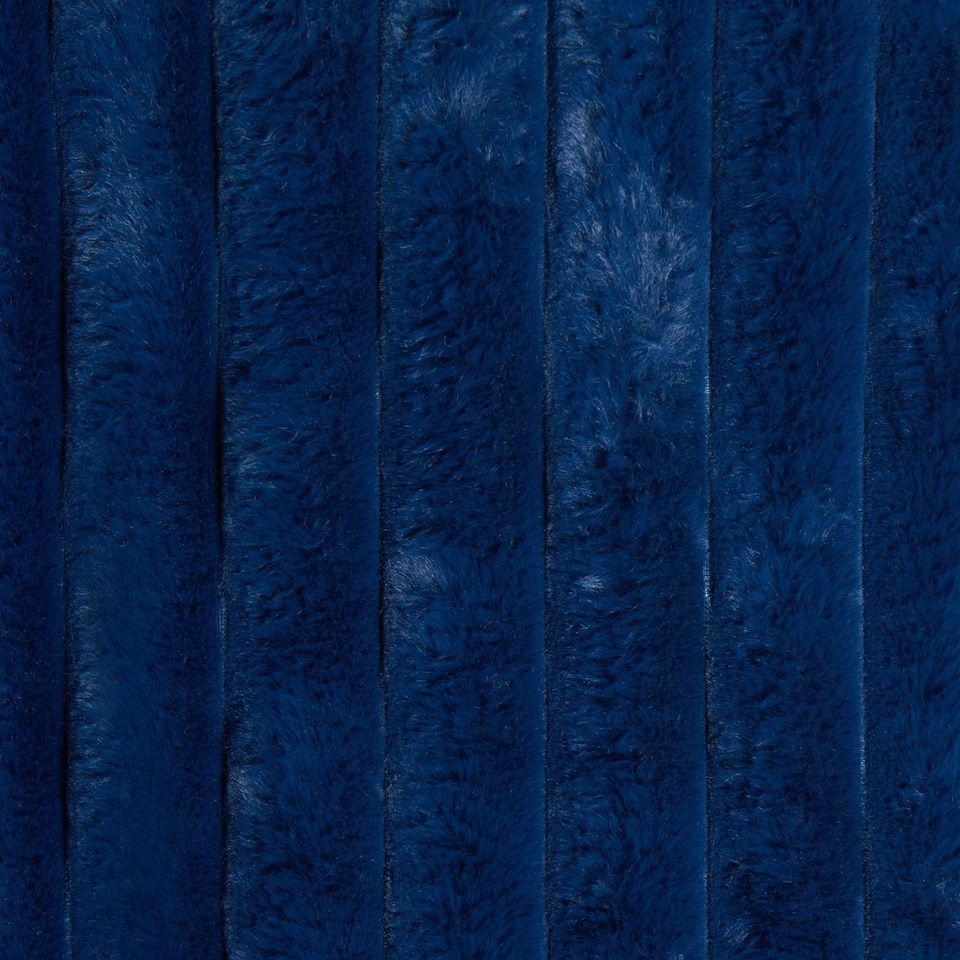 image 1 of OHS Faux Fur Ribbed Fleece Throw Over Bed Blanket Winter Warm Supersoft - 125 x 150cm | Blue | Navy