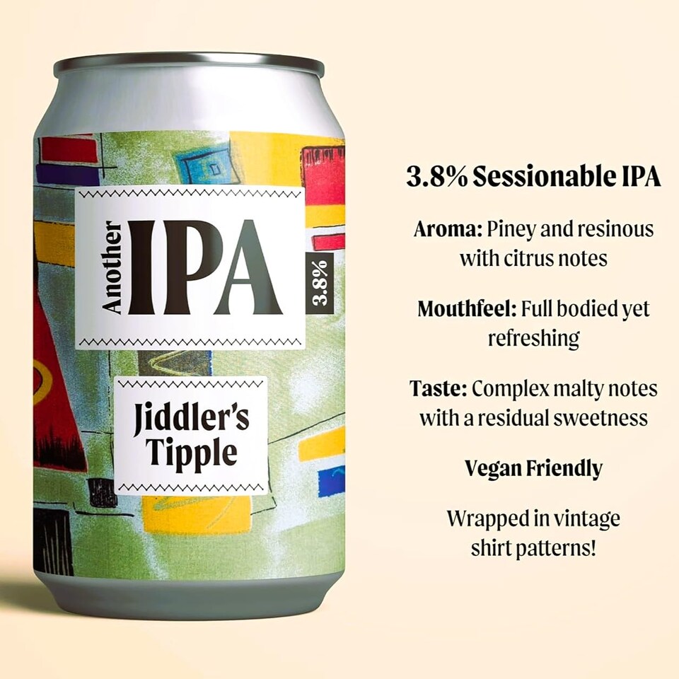 image 1 of Jiddler's Tipple - Another IPA Beer - 3.8% ABV Craft Beer Cans - Vegan and Gluten Free - 12 x 330ml
