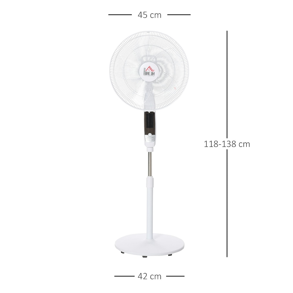 image 1 of HOMCOM 16'' Pedestal Fan Height Adjustable 85 Degree Oscillation LED Panel