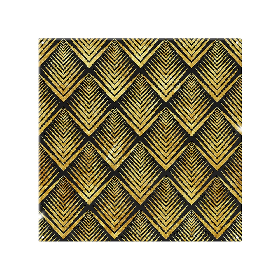 image 1 of Golden Geometric Flower Pattern Splash Back | White