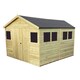 image 3 of 28 x 12 Pressure Treated T&G Apex Wooden Workshop / Garden Shed + 10 Windows + Double Doors (28' x 12' / 28ft x 12ft) (28x12)