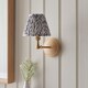 image 3 of Wood Wing Ash Wood Wall Light with Pearl Grey Fabric Leaf Shade 16cm B22