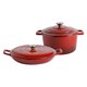 image 1 of Argon Tableware 2pc Shallow Cast Iron Casserole Dish Set - 2.3L/4.68L - Red Ombre | Red | Red Ombre | 2