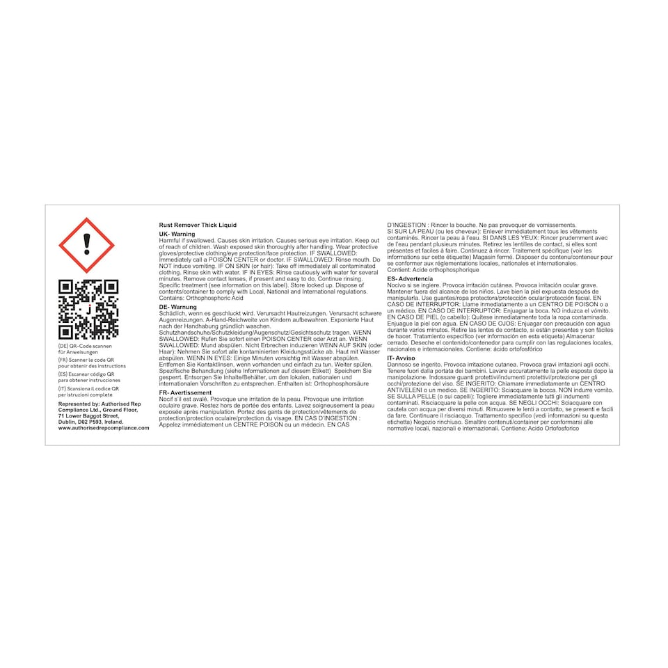 image 1 of Jenolite Non-Drip Thick Liquid Rust Remover - 150ml