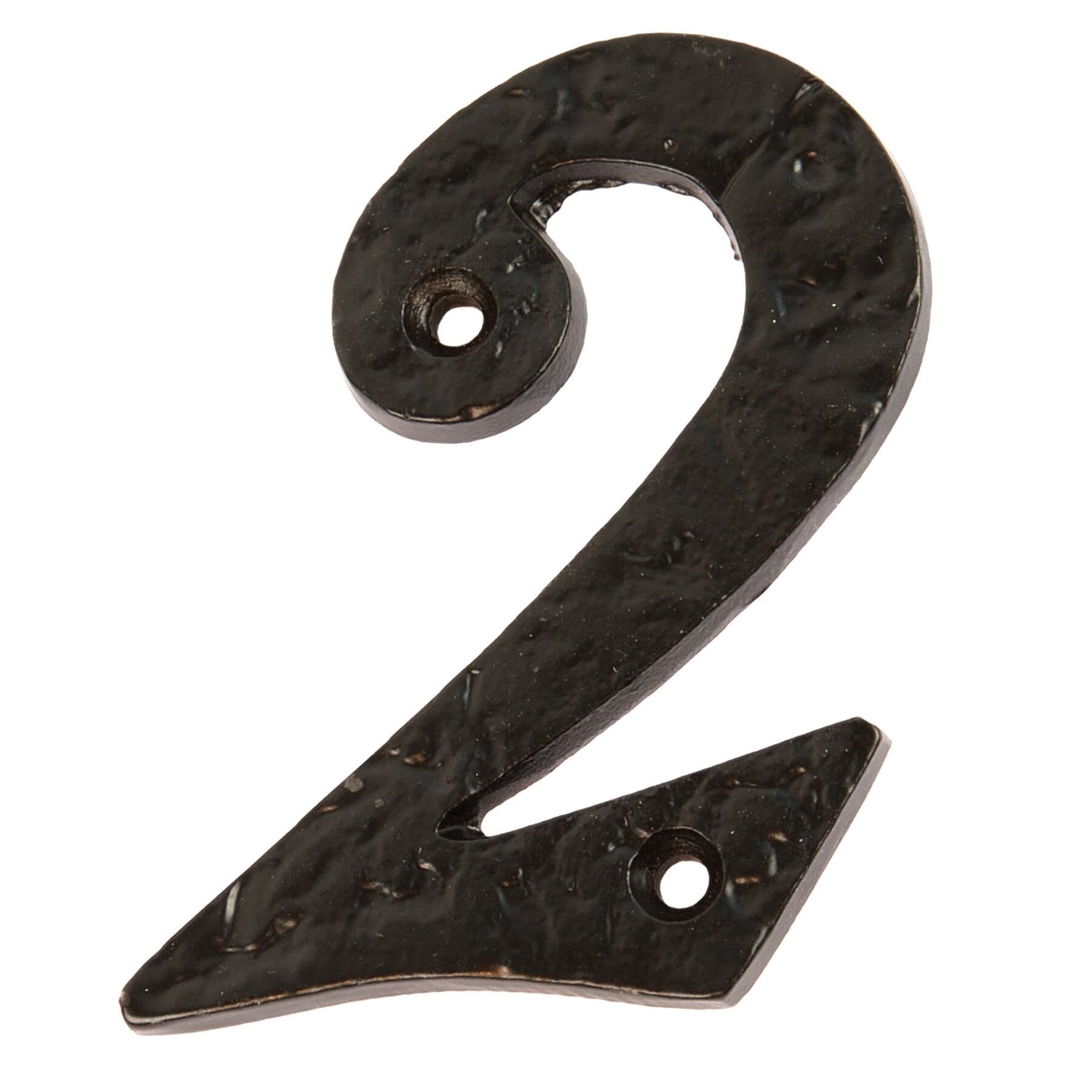 Hammer and Tongs Rustic Iron Numeral - Number 2 - H85mm in Black