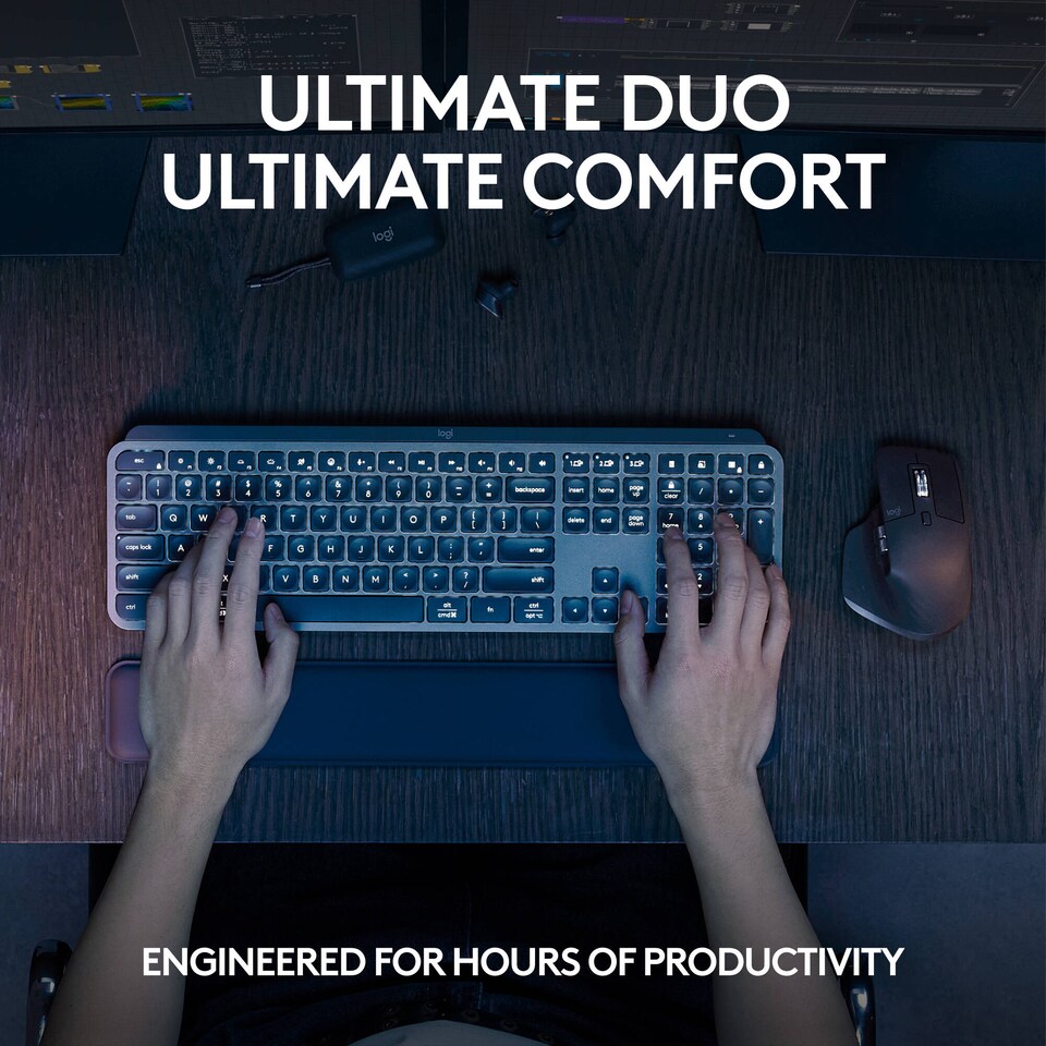 image 1 of Logitech MX Keys S 8000 DPI Wireless Keyboard & Mouse Set - Black