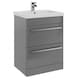image 1 of Bathroom 2-Drawer Floor Standing Vanity Unit with Mid Depth Ceramic Basin 600mm Wide - Storm Grey Gloss  - Brassware Not Included | Grey | Grey | 1