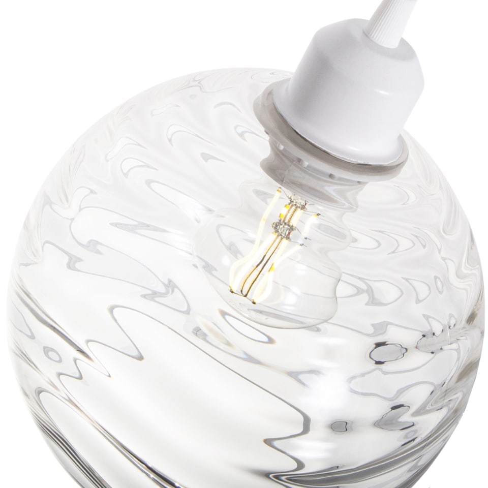 image 1 of Modern Designer Clear Circular Ribbed Glass Non Electric Pendant Lamp Shade | Clear