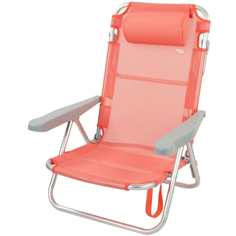 image 1 of Folding Chair with Headrest Aktive Flamingo Coral 48 x 84 x 46 cm (2 Units) N/A