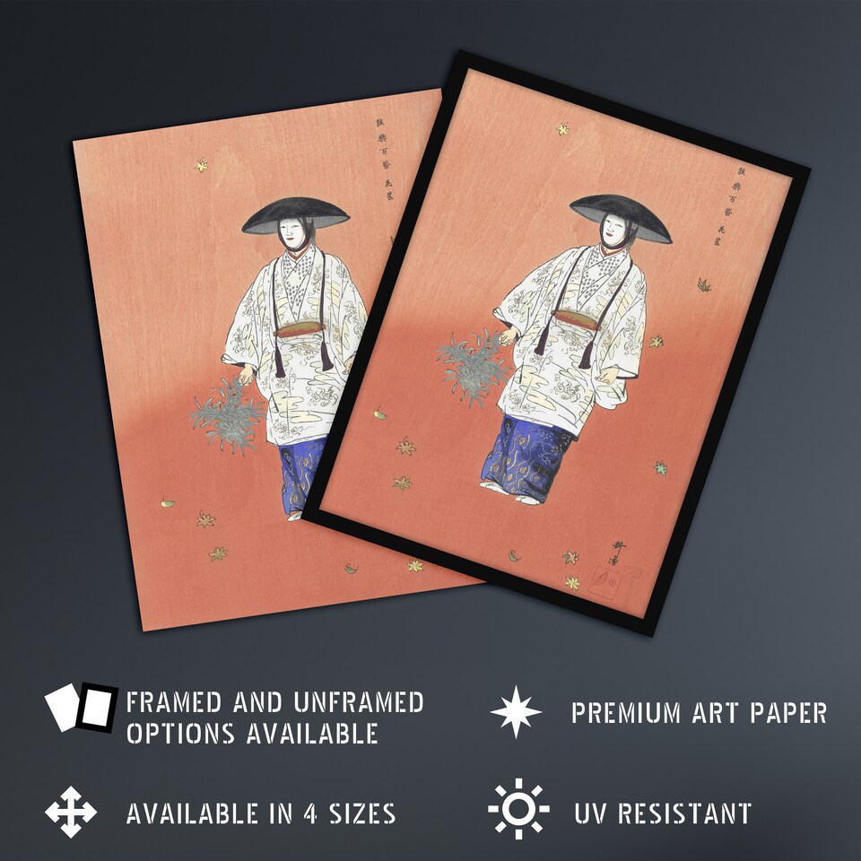 image 1 of Actor in the Noh Play Hanagatami Vintage Wall Art Print Tsukioka 24x32"