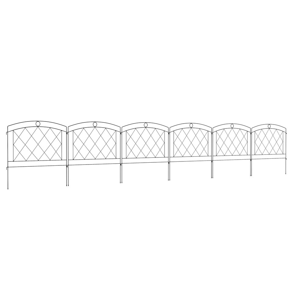 image 1 of Outsunny 6PCs Decorative Garden Fencing 24in x 12ft Metal Border Edging