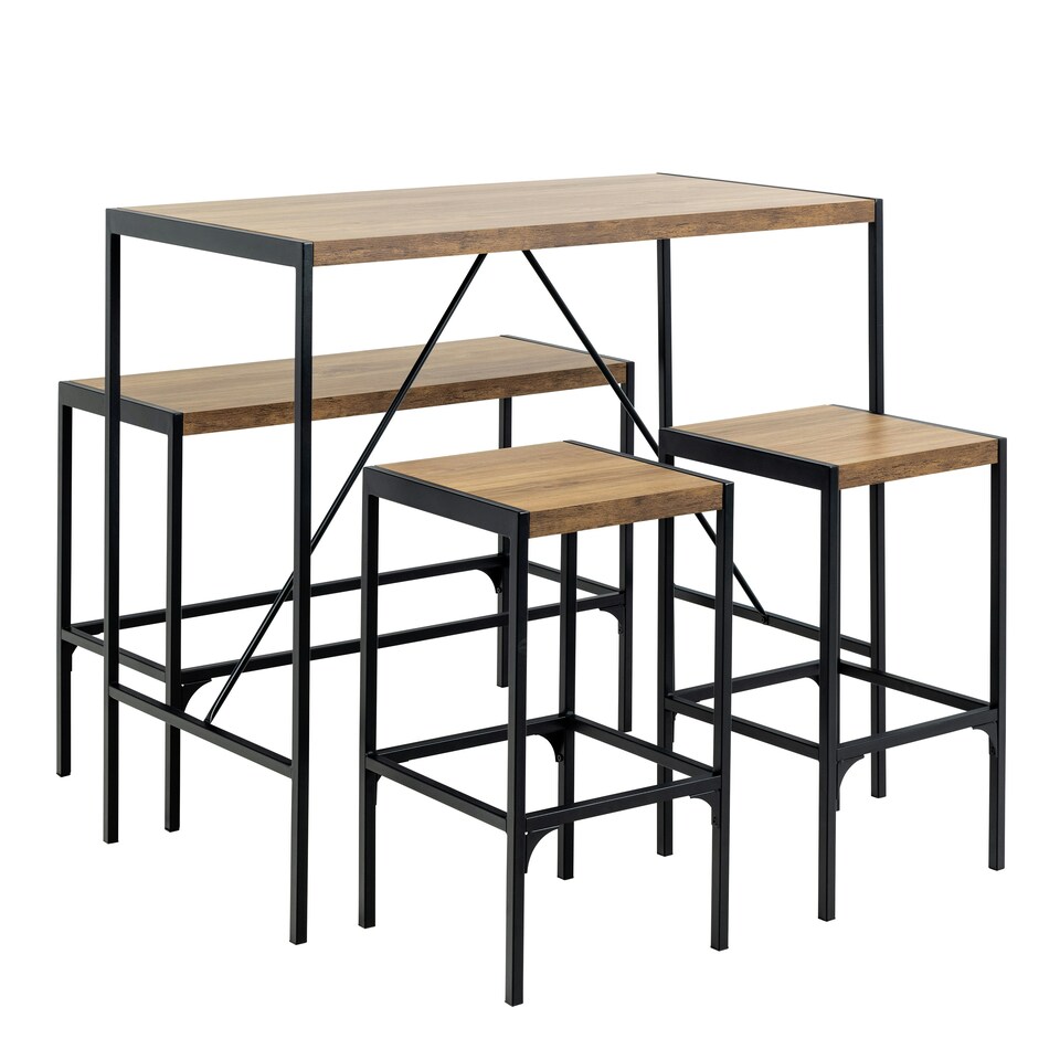 image 1 of Bahamas Bar Table Set and Black and Oak