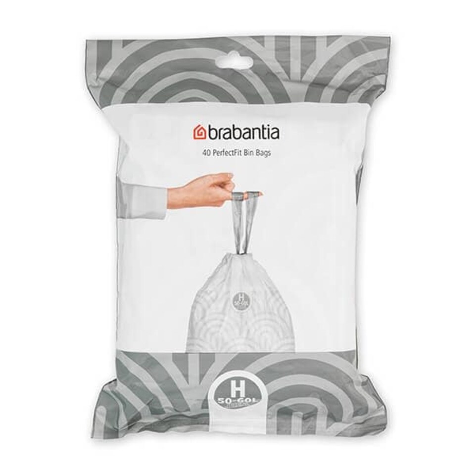 image 1 of Brabantia Size H SmartFix Perfect Fit Bin Liners 50 to 60 Litre 40 Bags Dispenser Pack