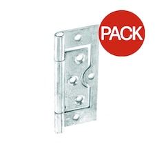 Securit Zinc Plated Flush Hinge (Pack of 2) - Silver - 50mm